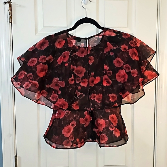 Floral Sheer Blouse Luxury Business Casual Business Wear Party Wedding - Picture 8 of 15